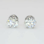 Six Prong Flower Setting Round Solitaire Stud Earring