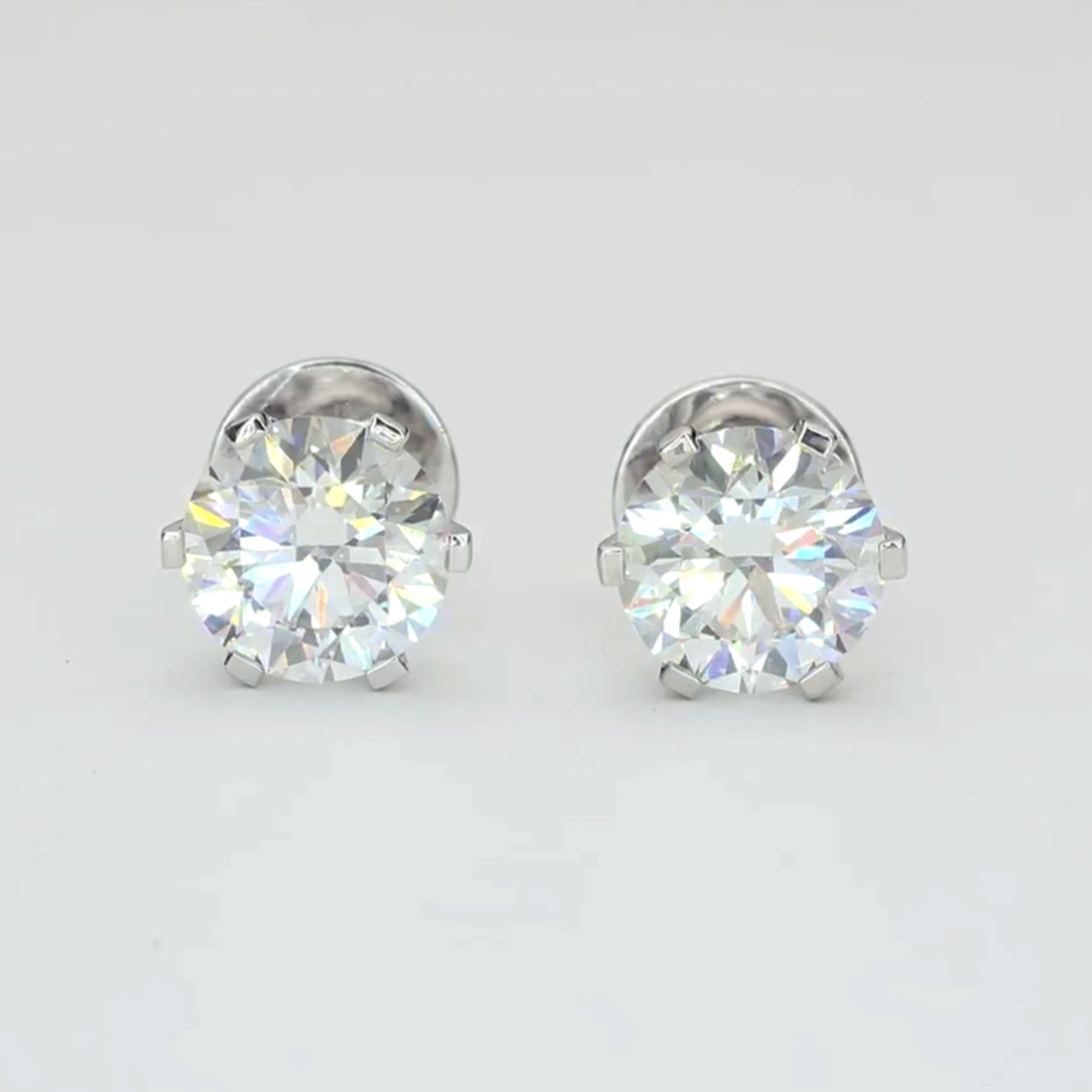 Six Prong Flower Setting Round Solitaire Stud Earring