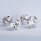 Six Prong Flower Setting Round Solitaire Stud Earring