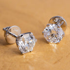 Six Prong Flower Setting Round Solitaire Stud Earring