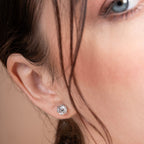 Six Prong Flower Setting Round Solitaire Stud Earring