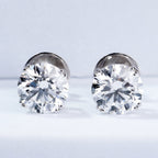 Double Prong Basket Diamond Stud Earring