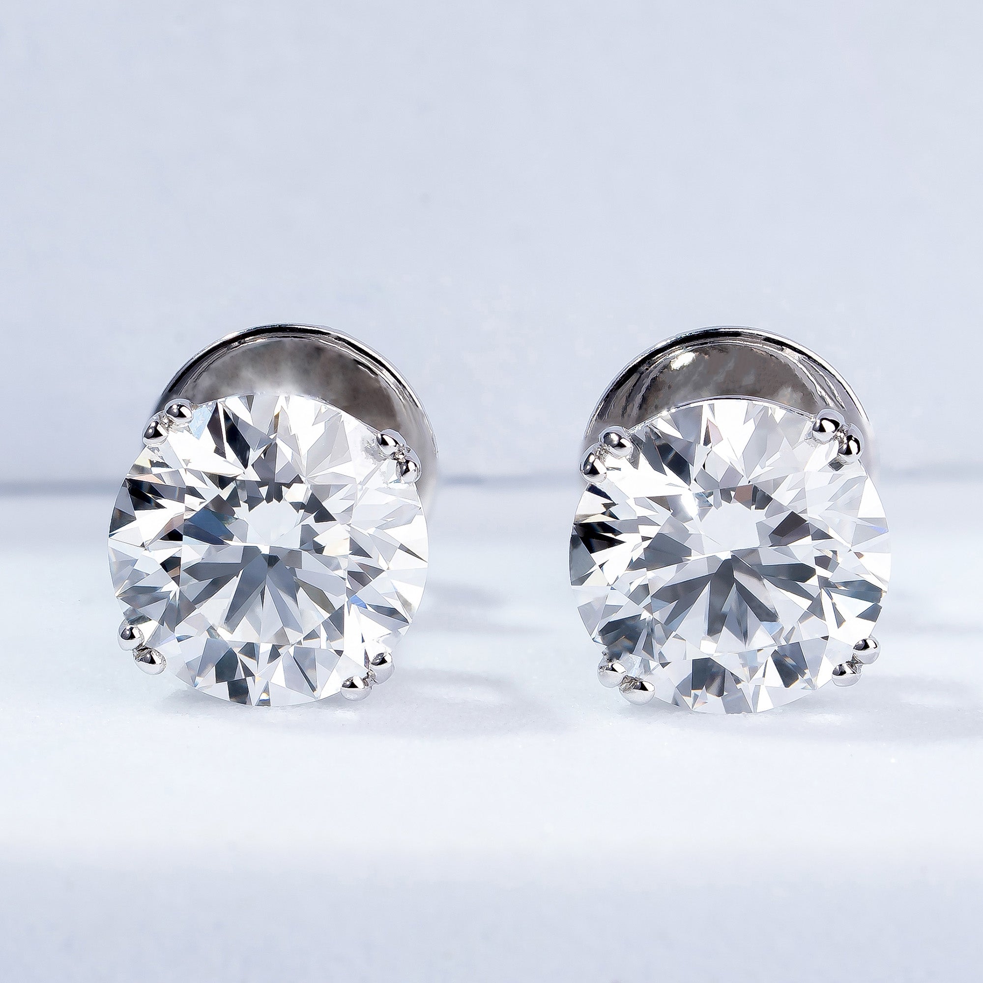 Double Prong Basket Diamond Stud Earring