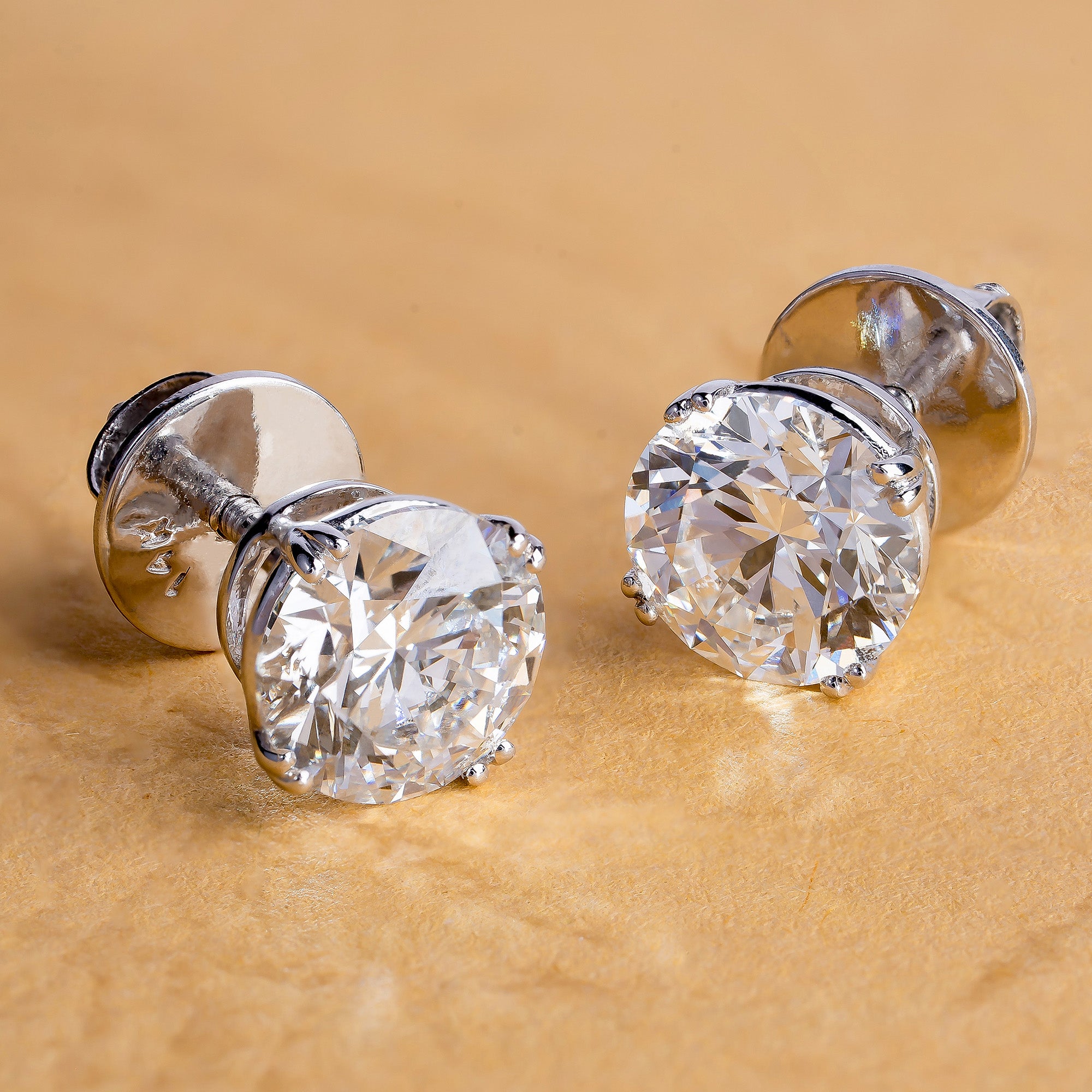 Double Prong Basket Diamond Stud Earring