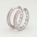 Dual Tone Diamond Hoop Earrings