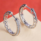 Dual Tone Diamond Hoop Earrings