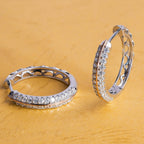 Dual Tone Diamond Hoop Earrings