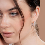 Dual Tone Diamond Hoop Earrings