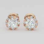 Crystal Halo Round Diamond Studs