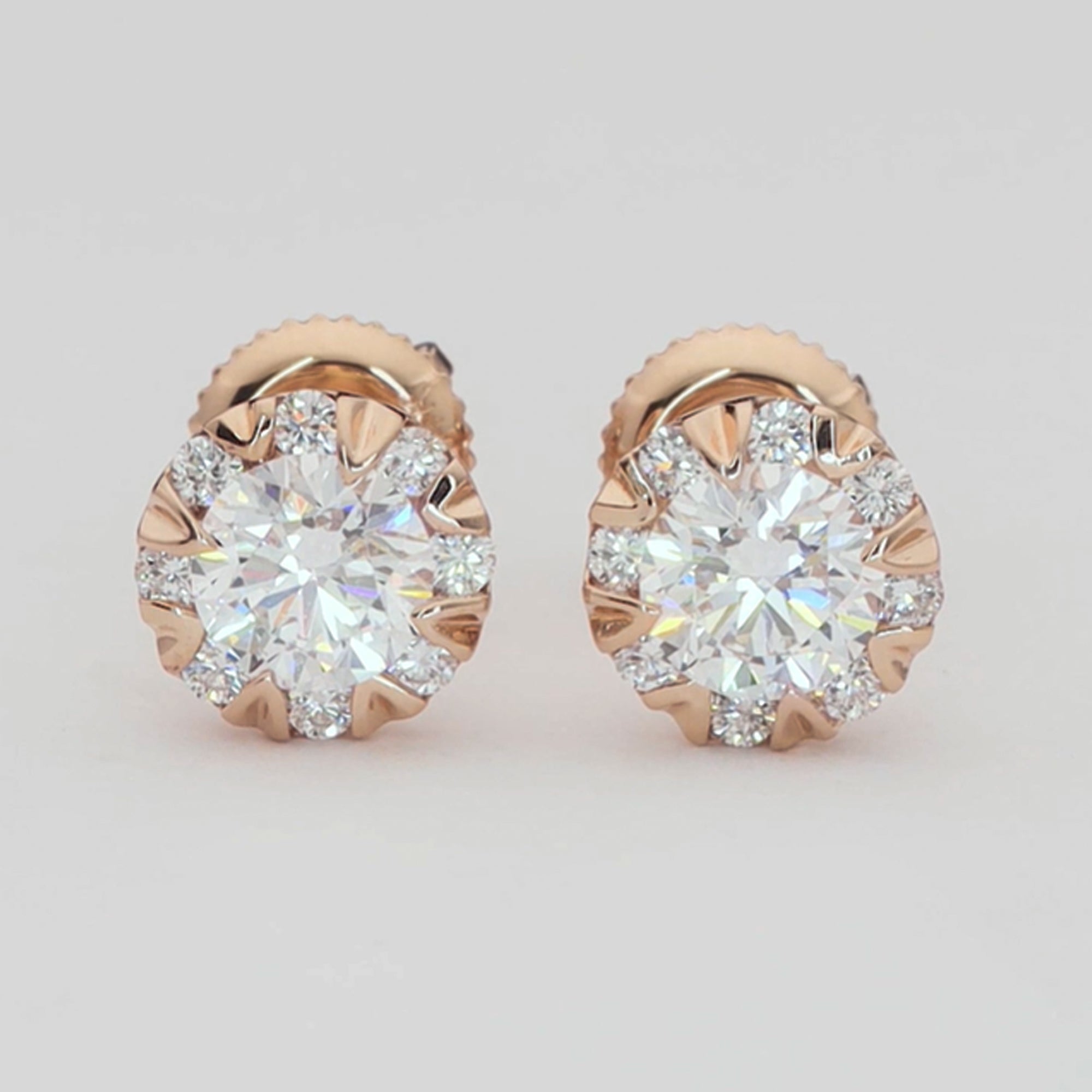 Crystal Halo Round Diamond Studs
