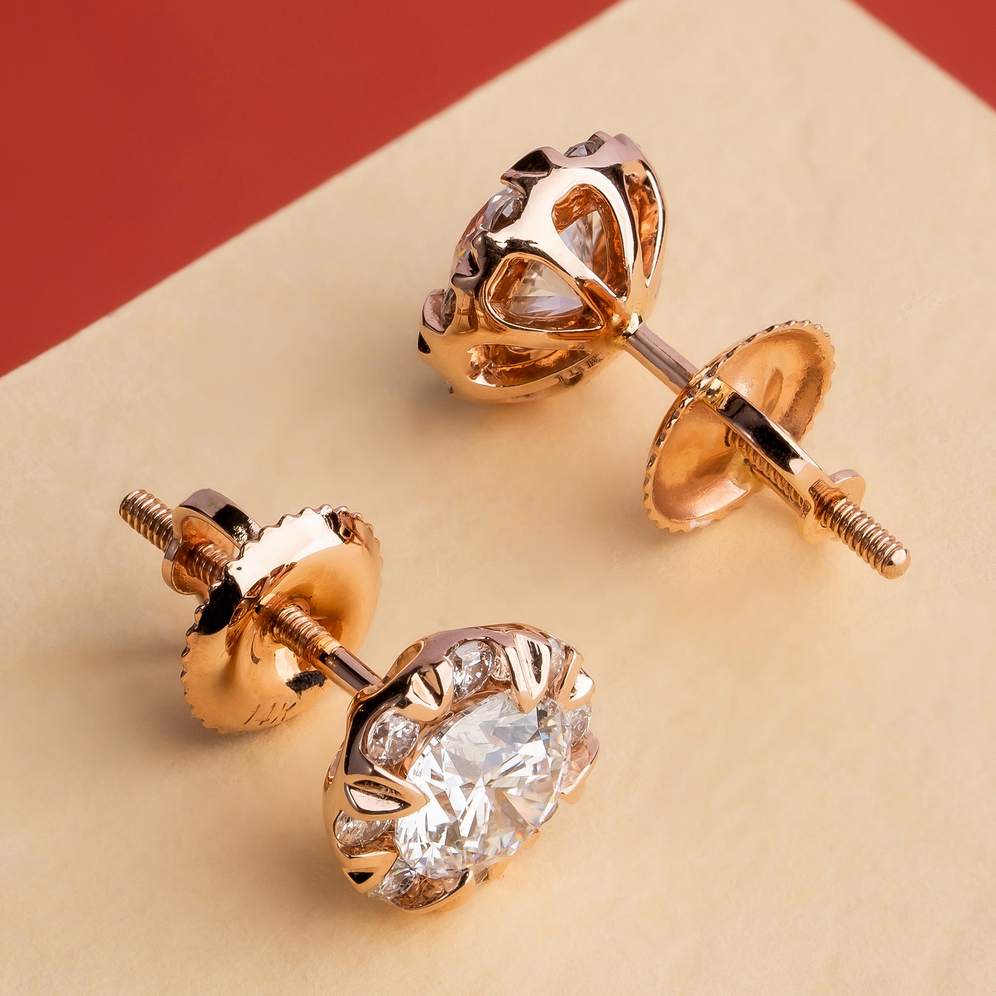 Crystal Halo Round Diamond Studs