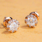 Crystal Halo Round Diamond Studs