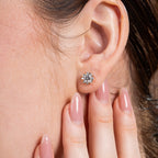 Crystal Halo Round Diamond Studs