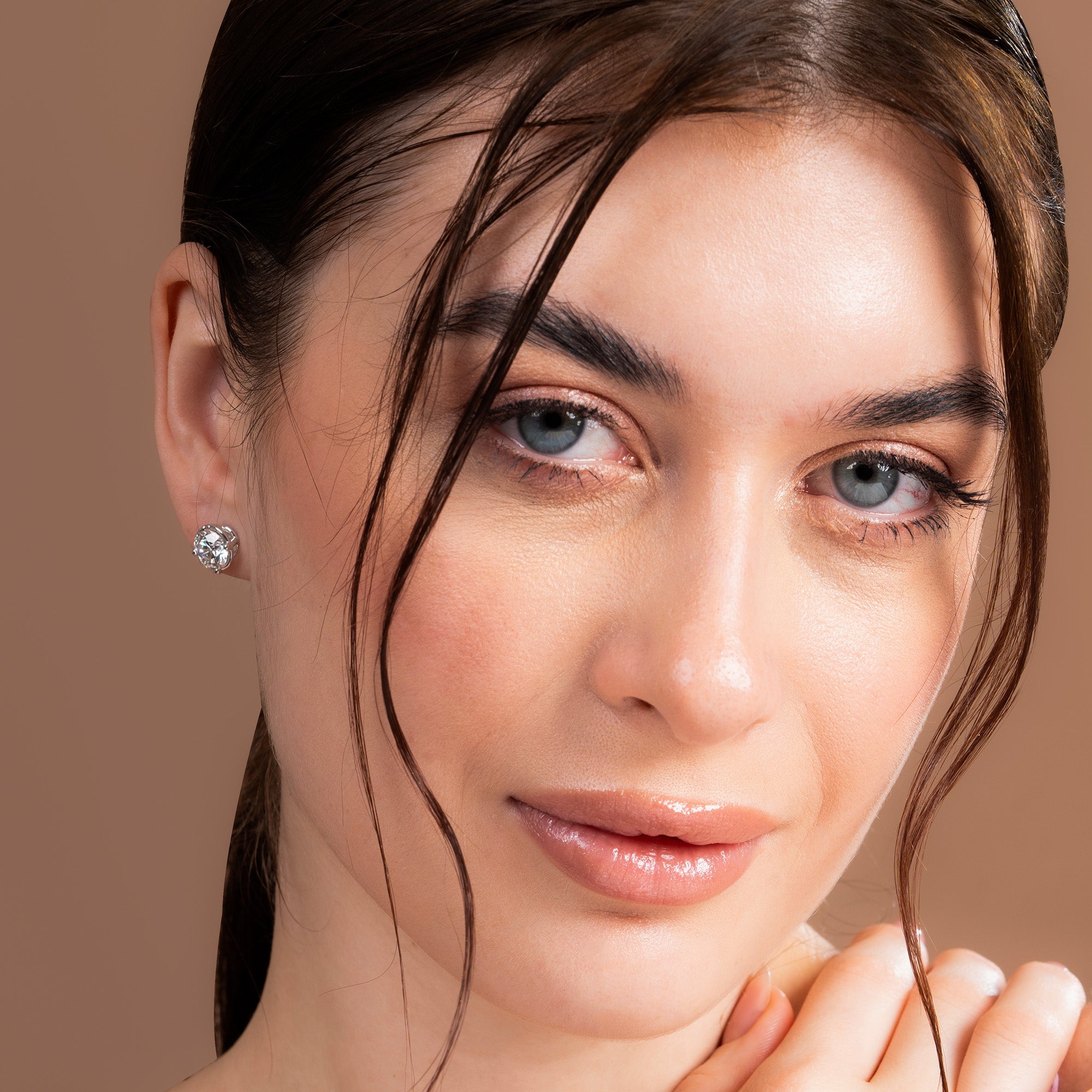 Shimmering Light Crystal Round Stud