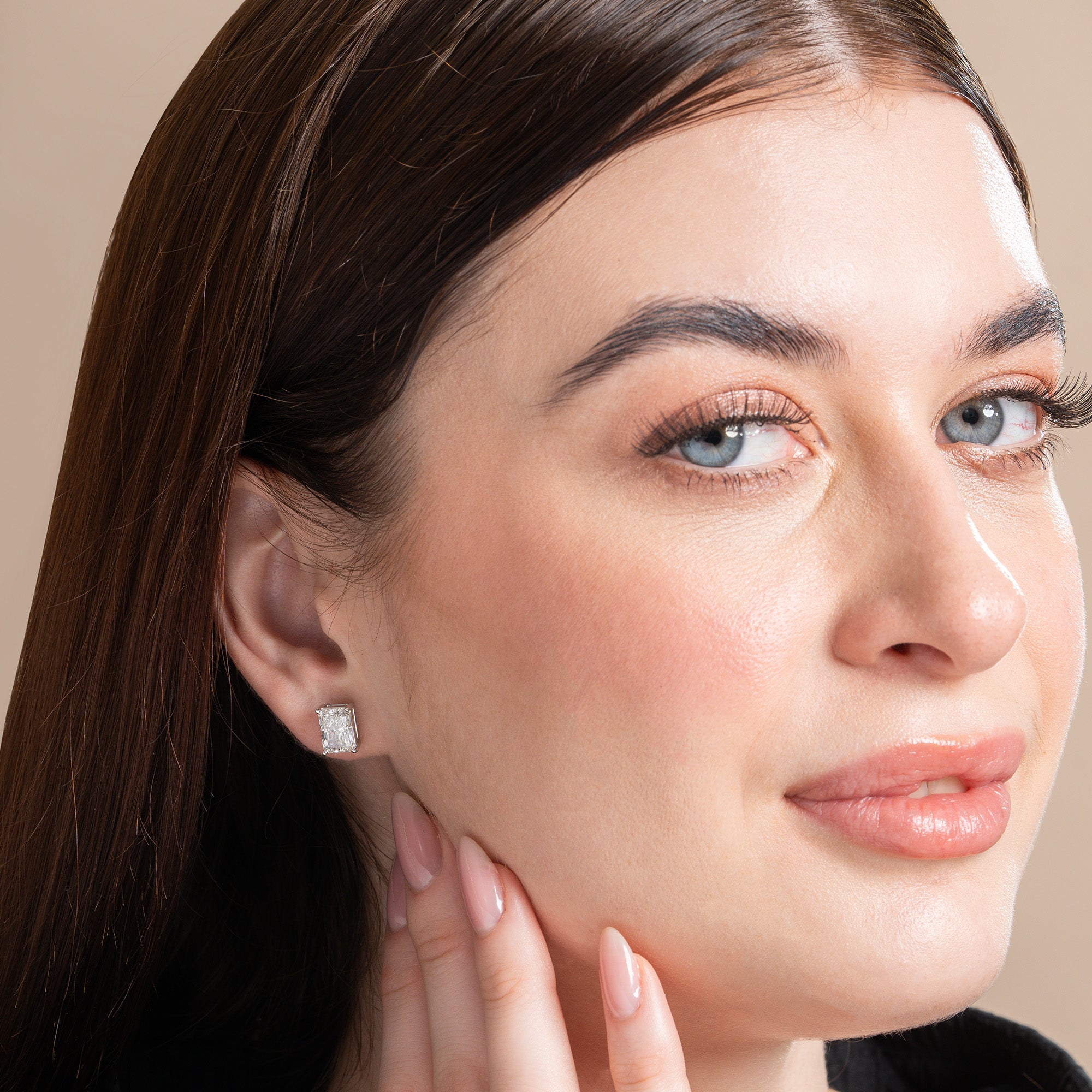 Solitaire Radiant Diamond Earrings