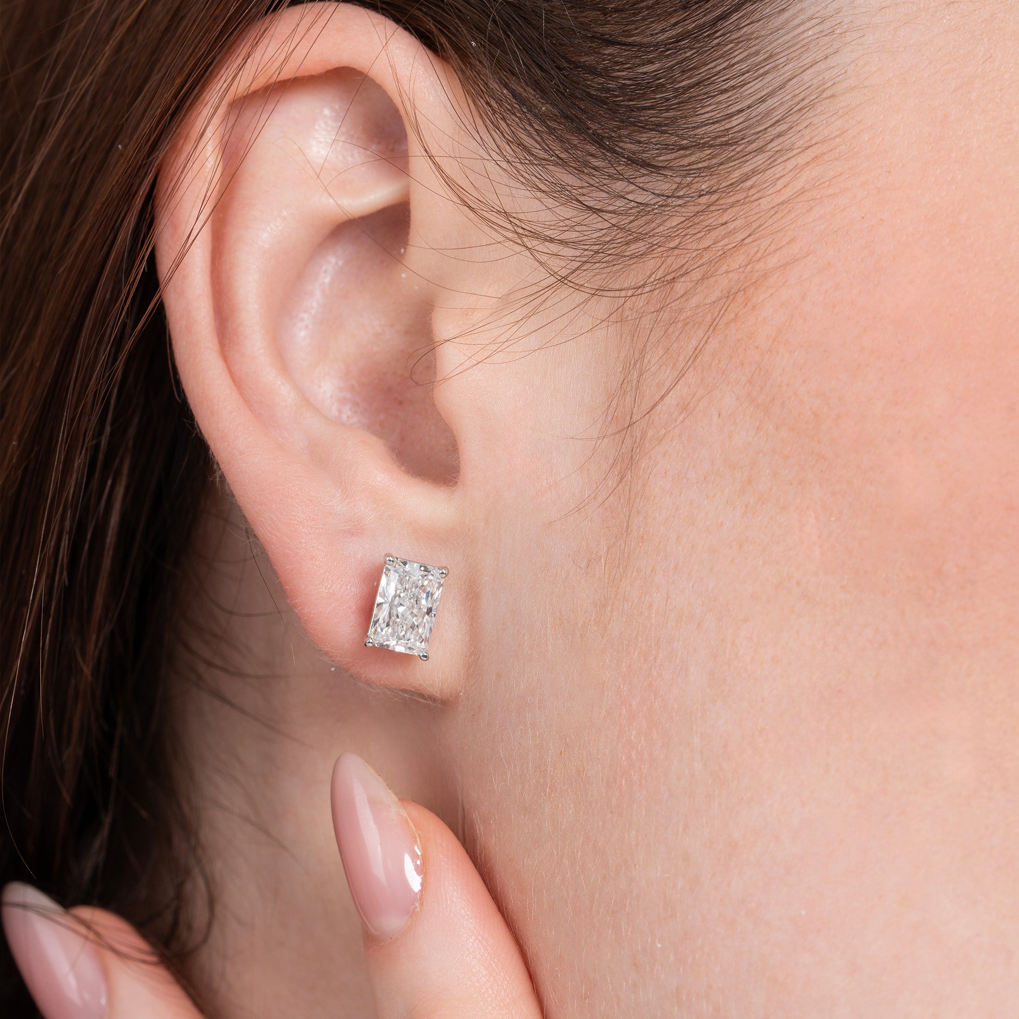 Solitaire Radiant Diamond Earrings