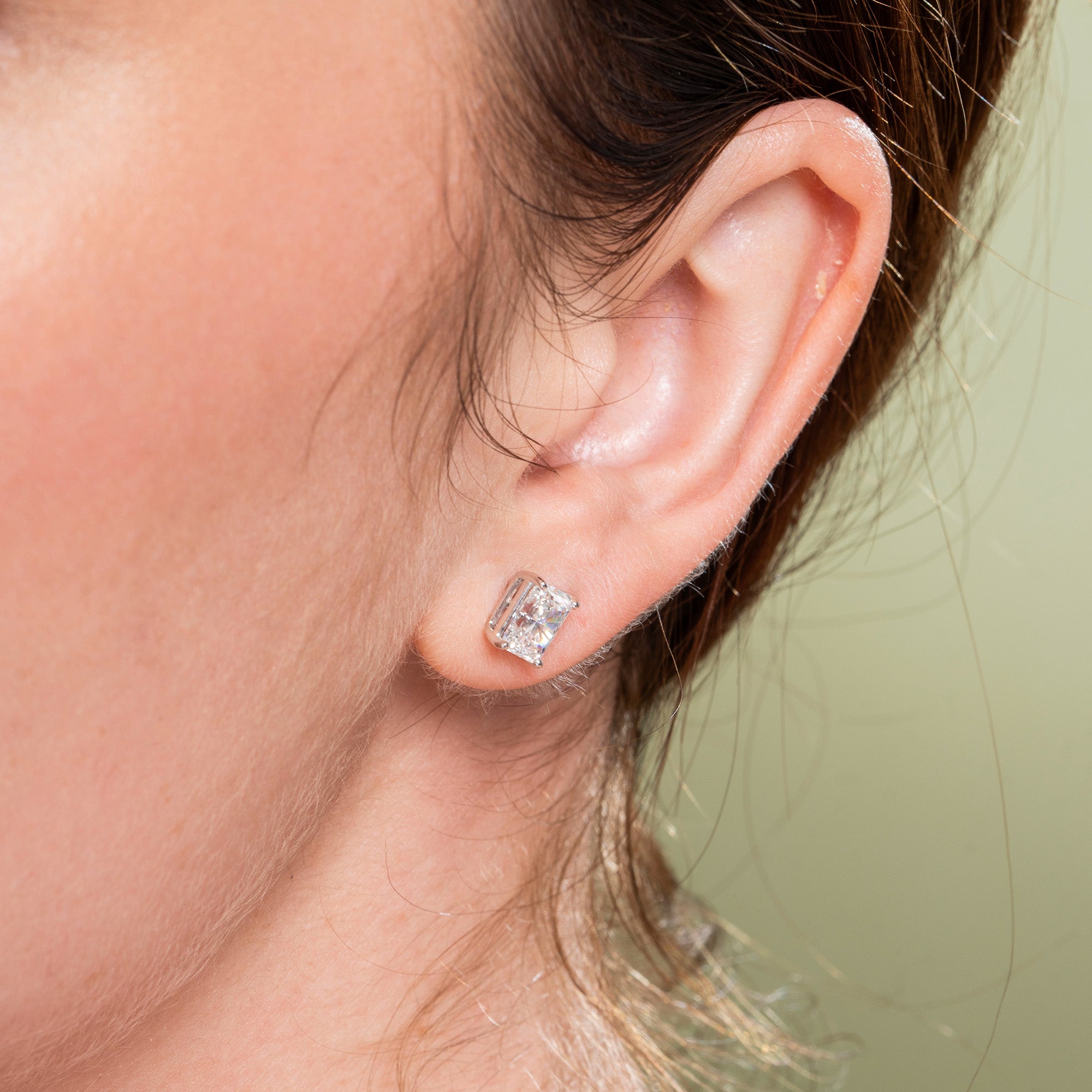 Solitaire Radiant Diamond Earrings