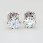 Six Prong Glow Light Round Solitaire Earrings