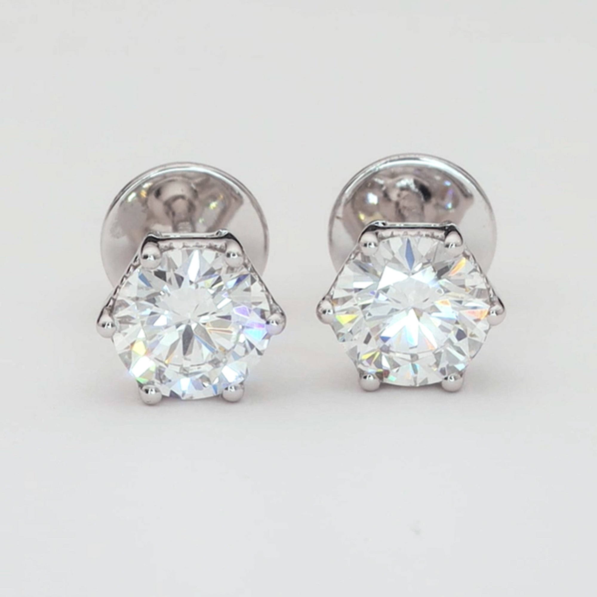 Six Prong Glow Light Round Solitaire Earrings