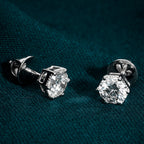 Six Prong Glow Light Round Solitaire Earrings