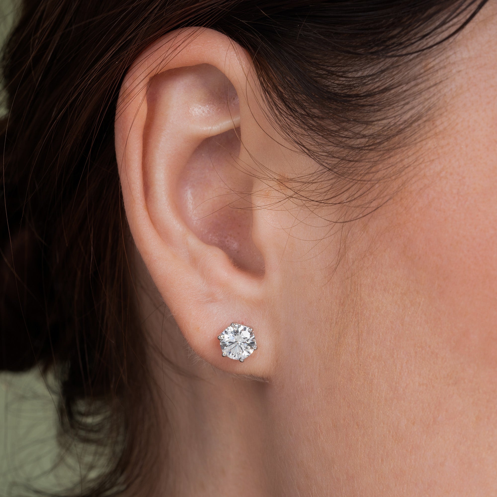 Six Prong Glow Light Round Solitaire Earrings