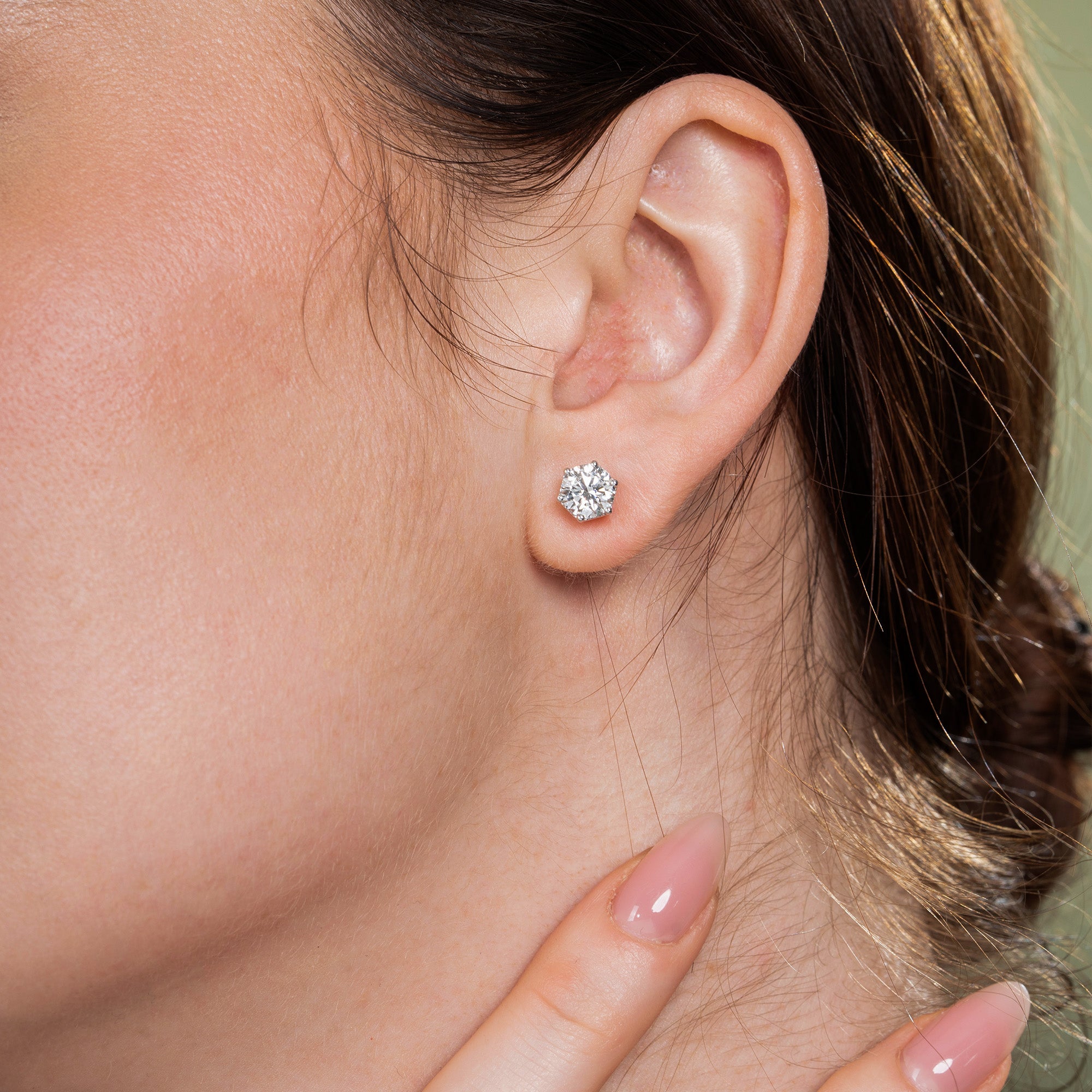 Six Prong Glow Light Round Solitaire Earrings