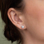 Six Prong Glow Light Round Solitaire Earrings