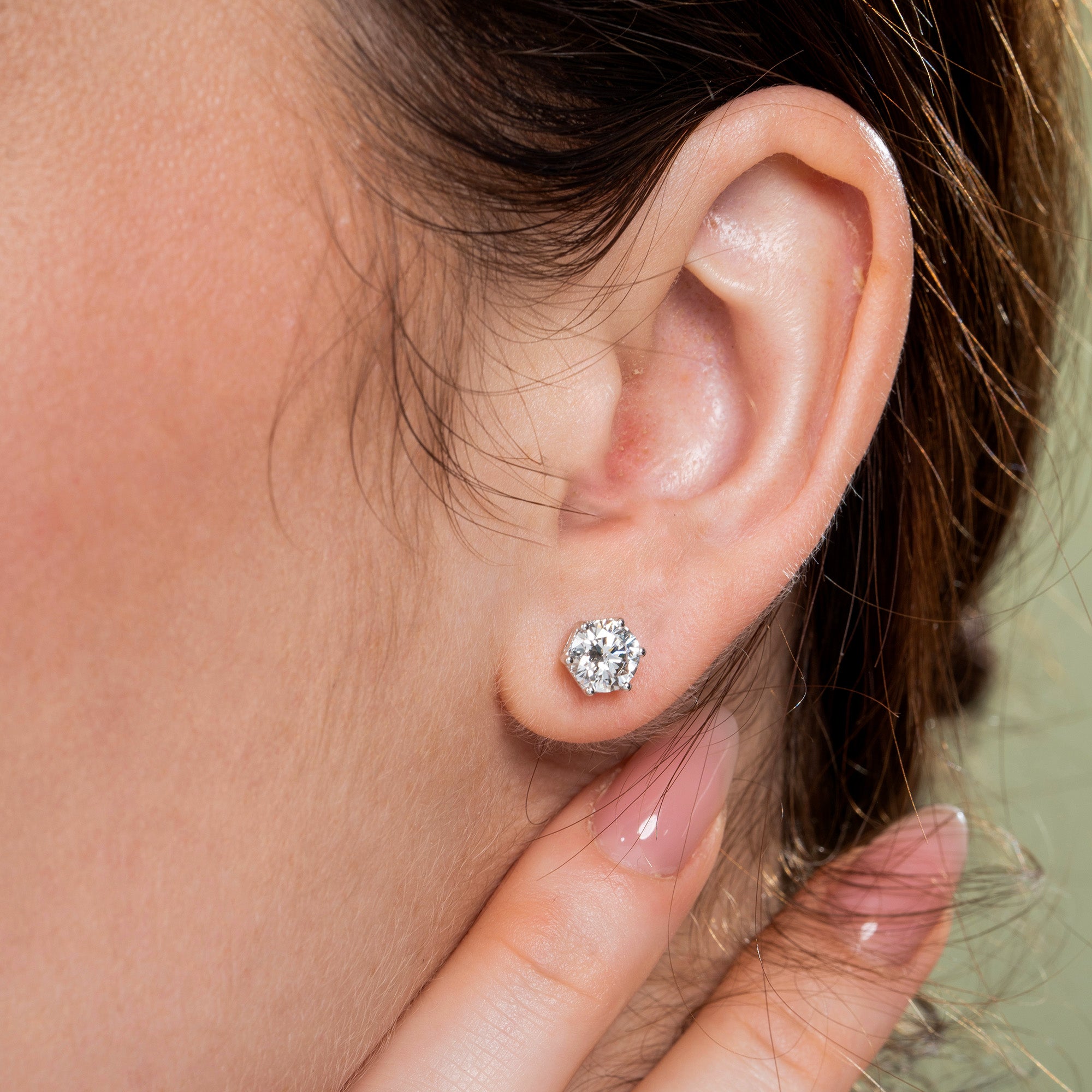 Six Prong Glow Light Round Solitaire Earrings