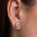 Fancy Yellow Oval Halo Earrings