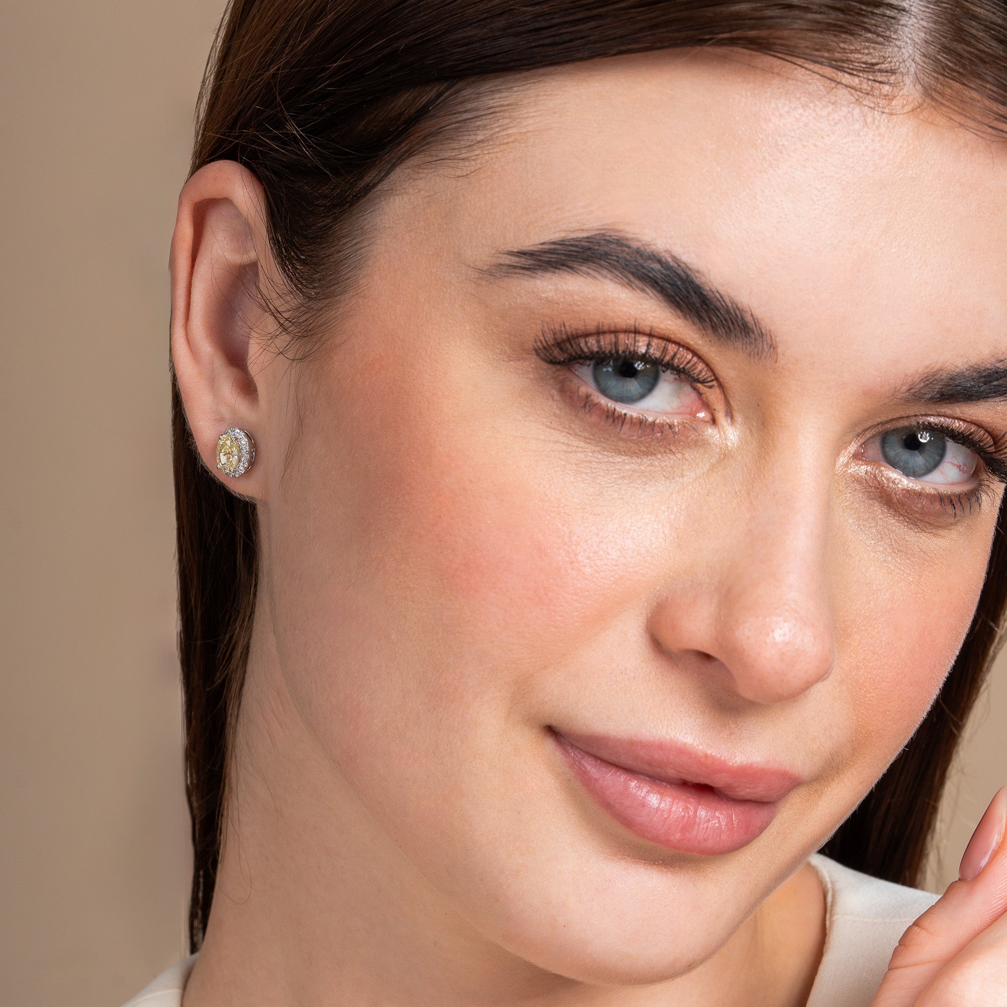 Fancy Yellow Oval Halo Earrings