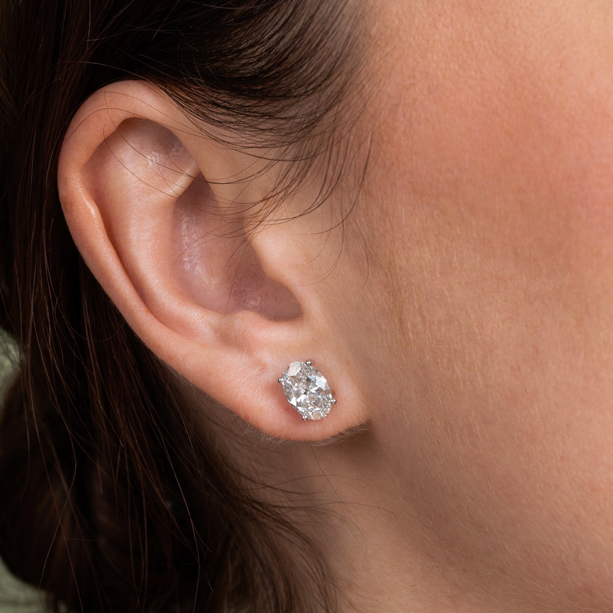 Oval Solitaire Earrings