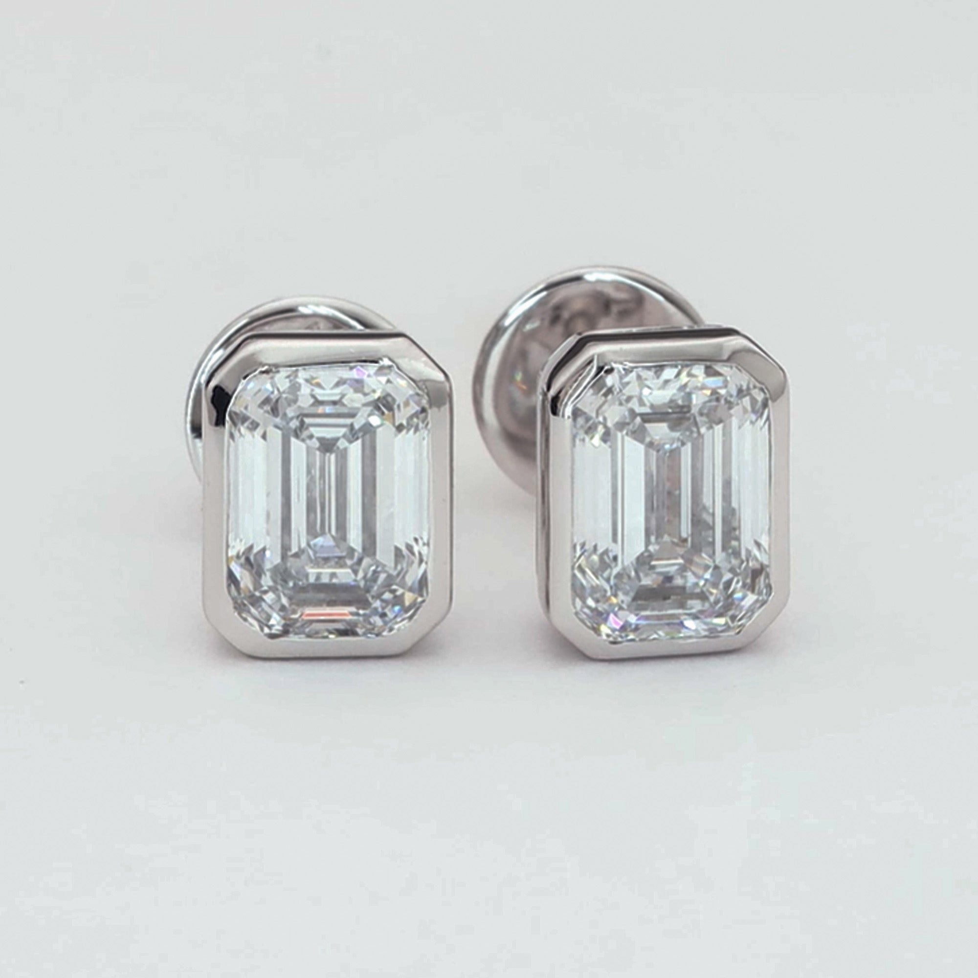 Bezel Setting Emerald Solitaire Earring