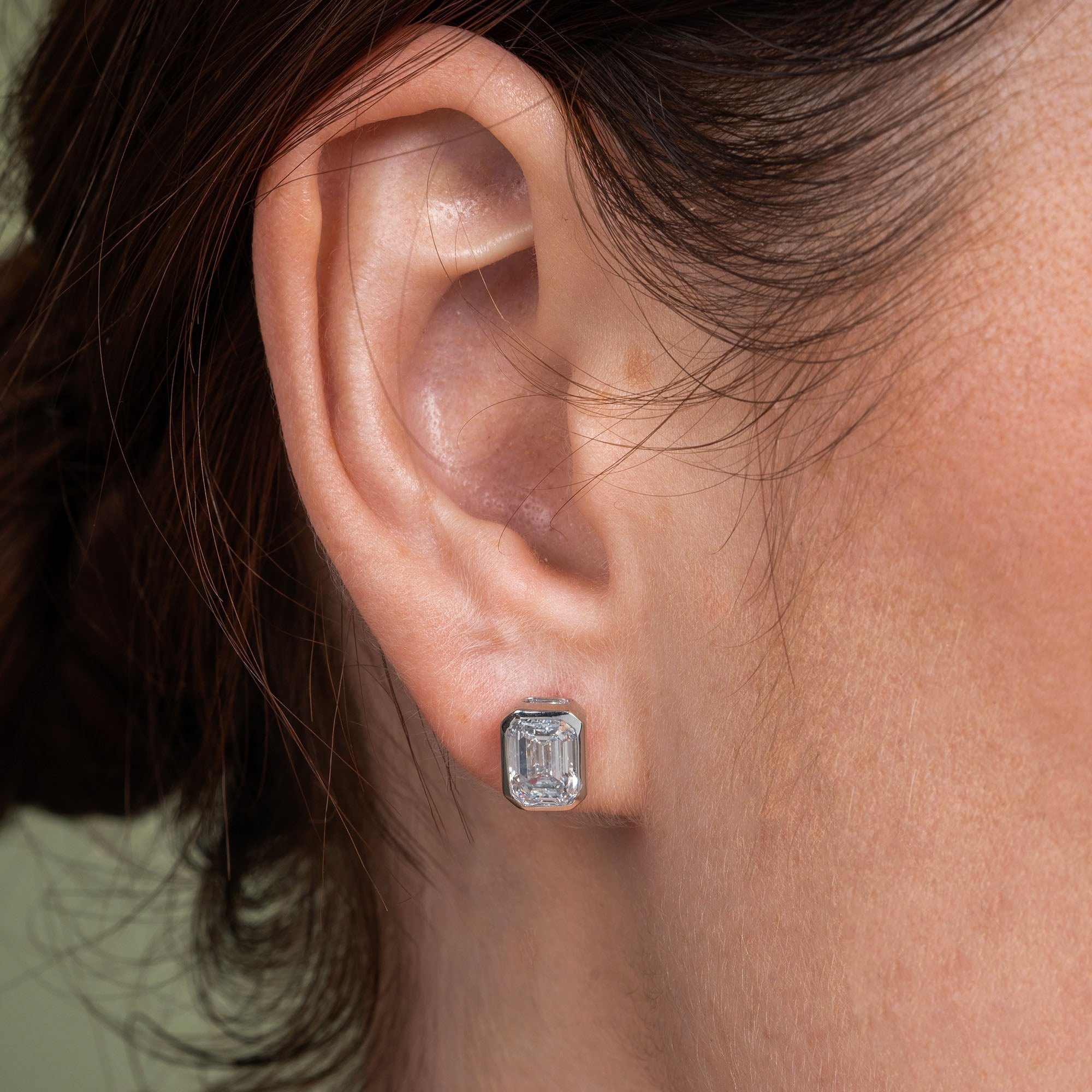 Bezel Setting Emerald Solitaire Earring