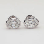 Bezel Setting Oval Solitaire Earring