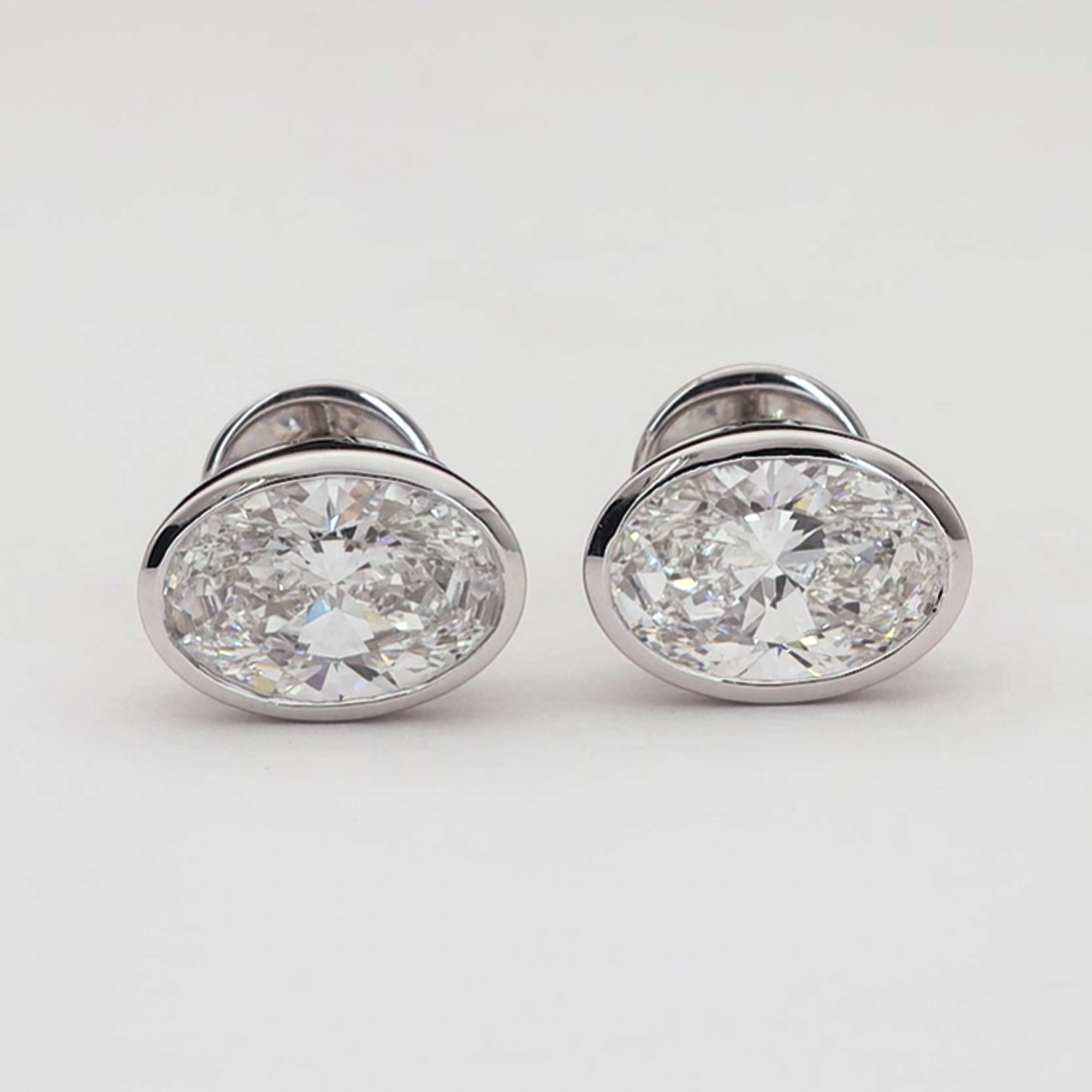 Bezel Setting Oval Solitaire Earring
