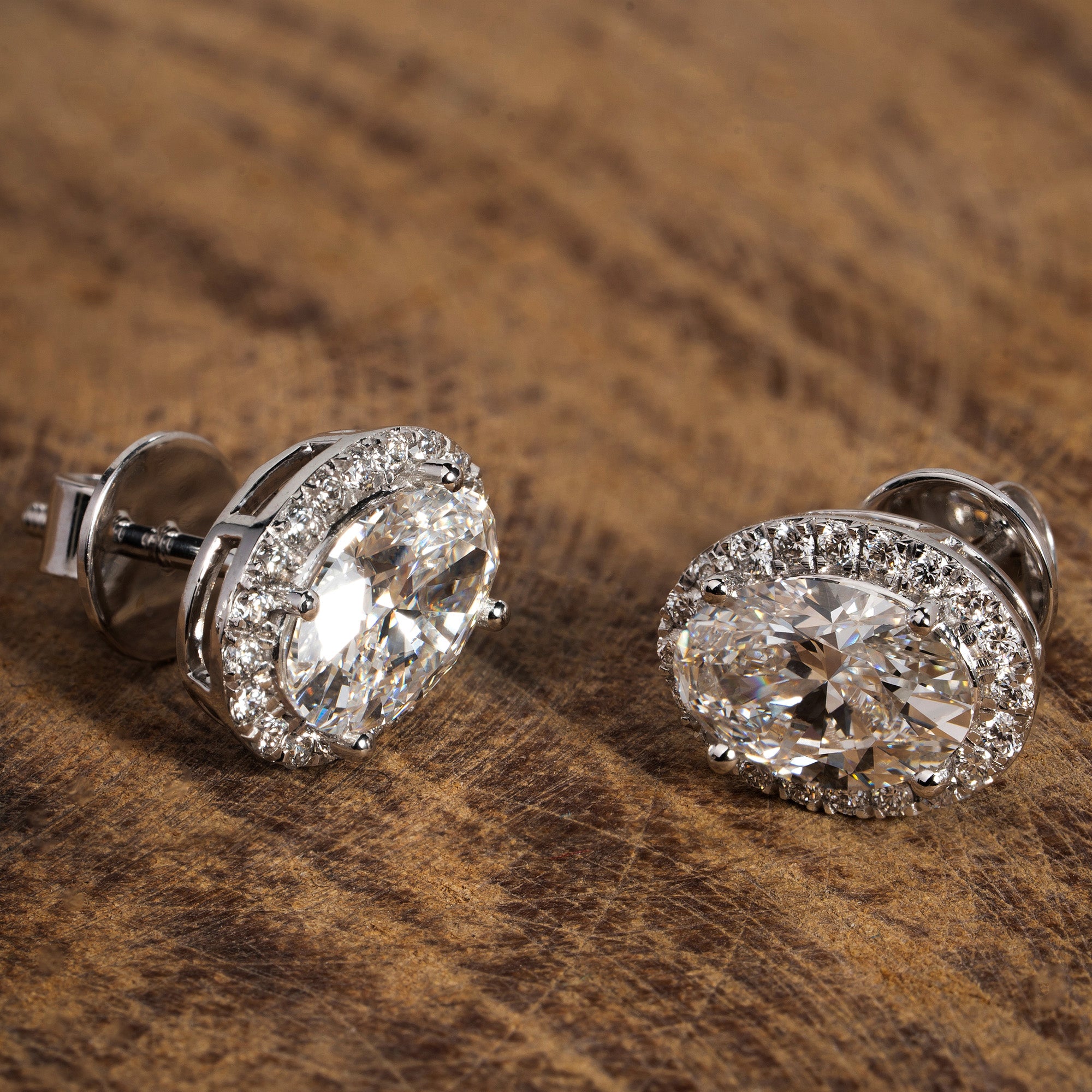 Infinite Oval Halo Diamond Earrings