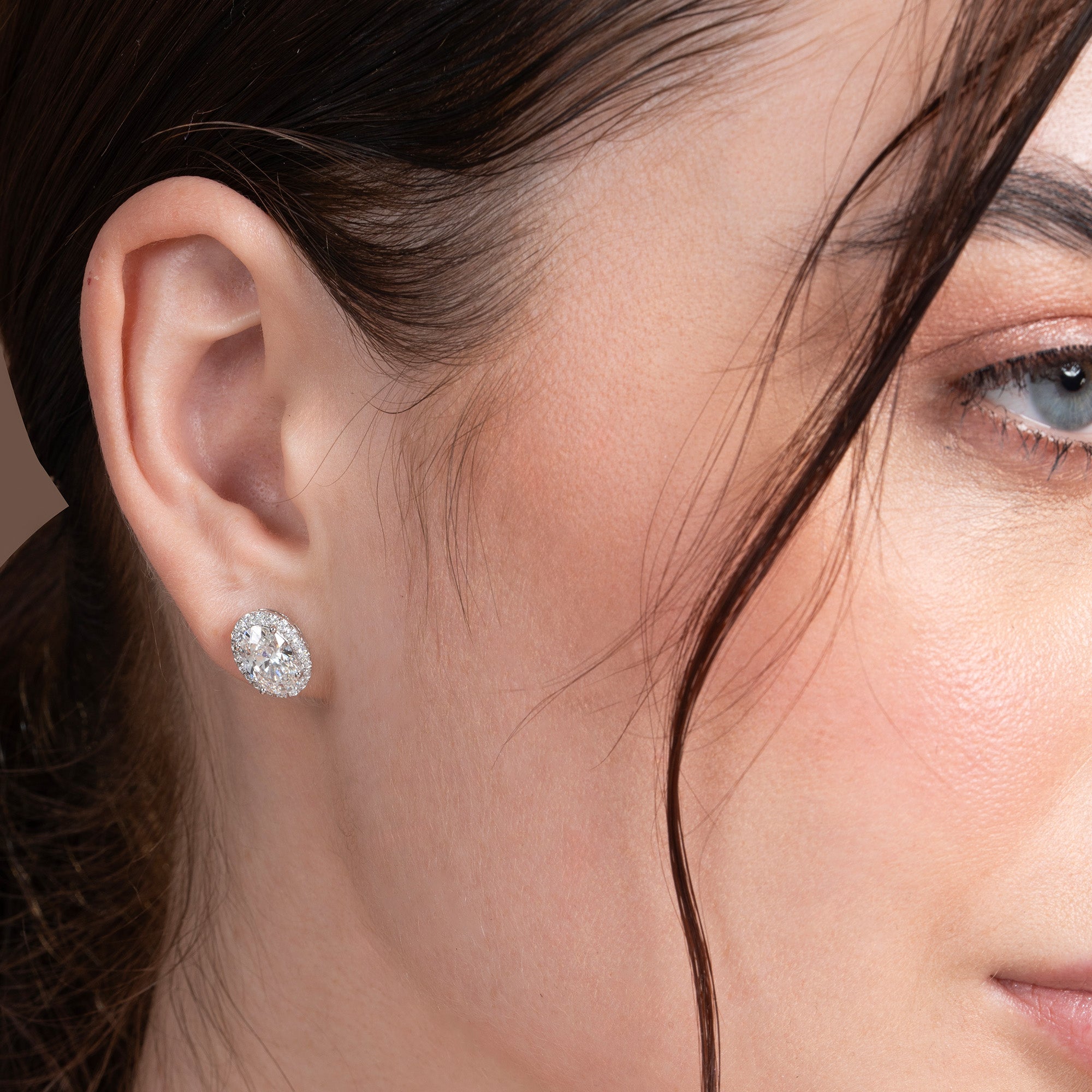 Infinite Oval Halo Diamond Earrings