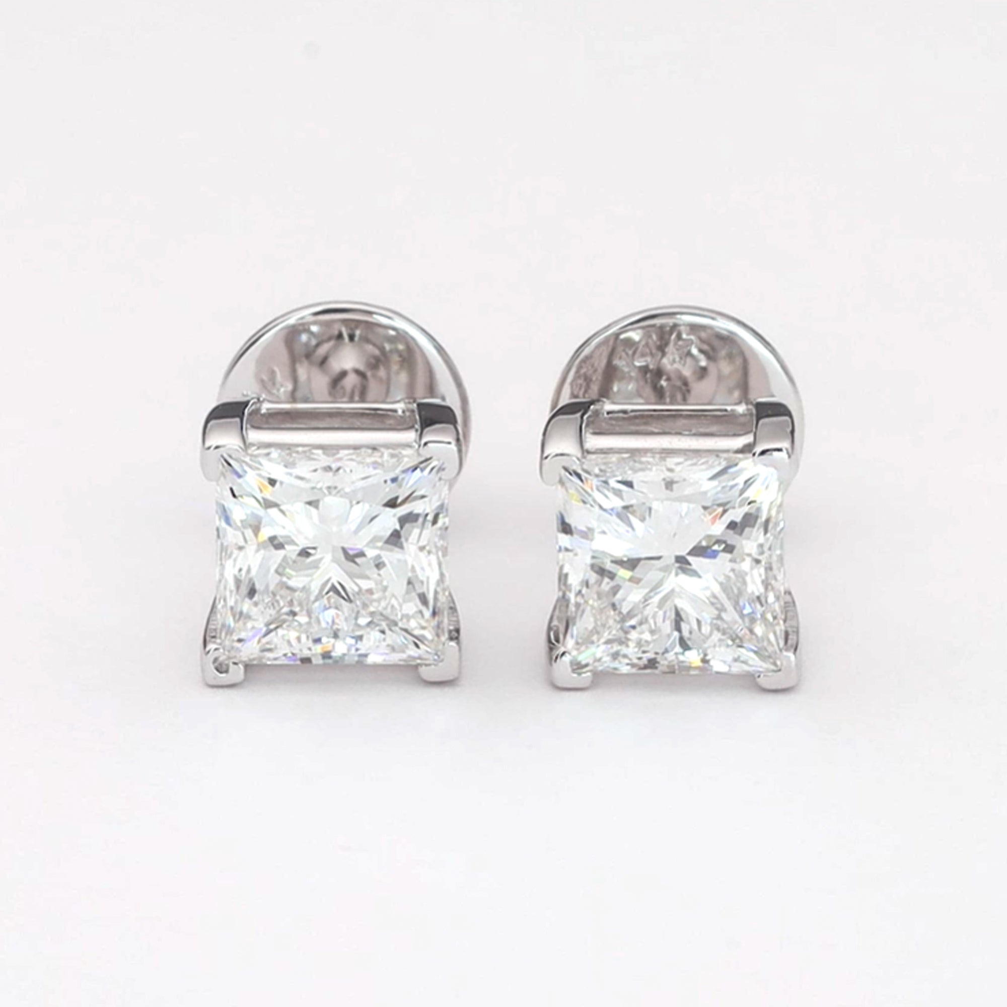 Princess Diamonds Solitaire Stud Earrings