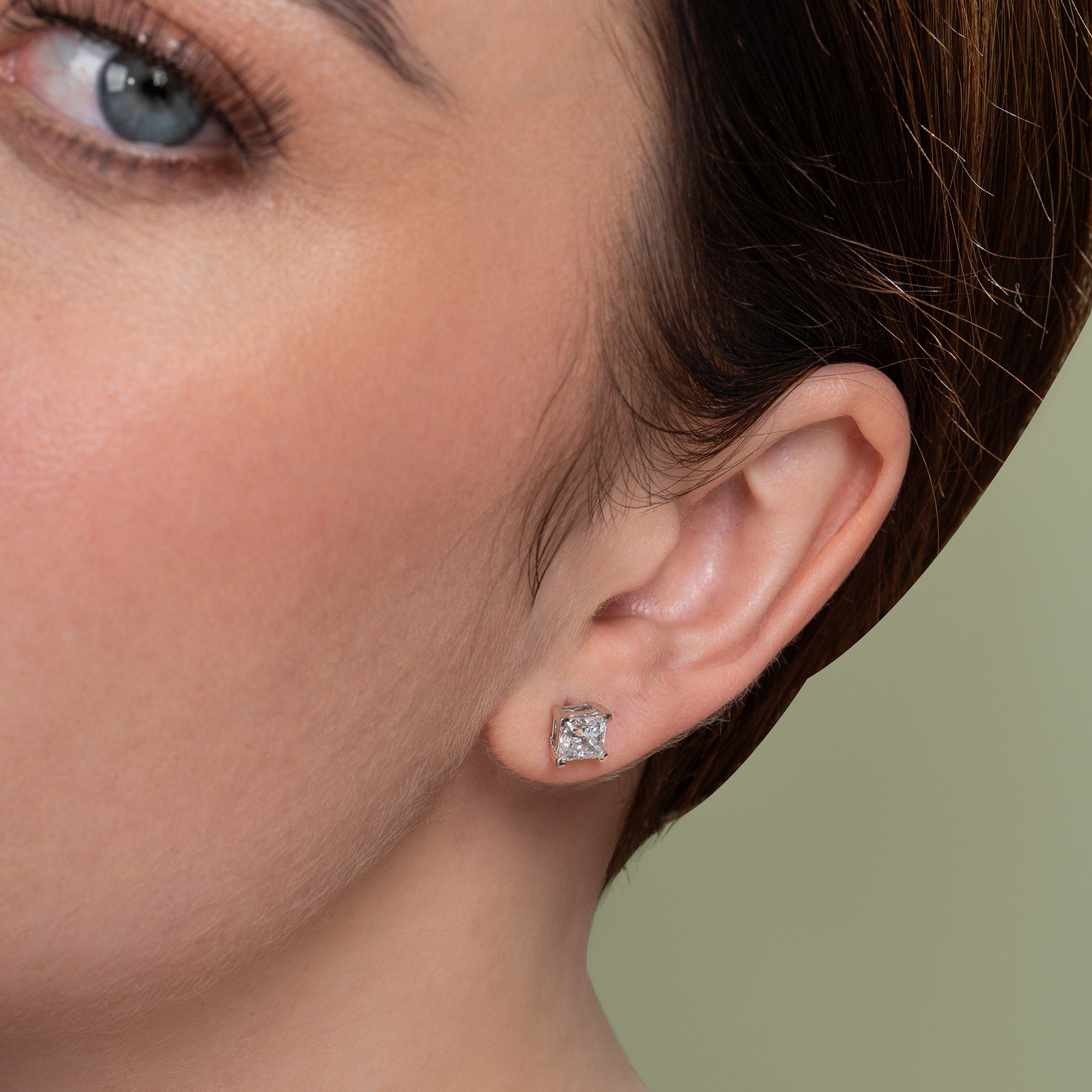 Princess Diamonds Solitaire Stud Earrings