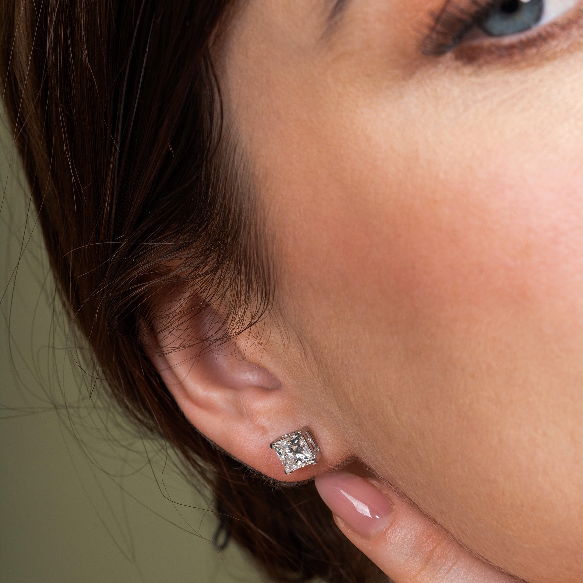 Princess Diamonds Solitaire Stud Earrings