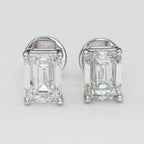 Solitaire Emerald Diamond Stud Earrings