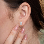 Solitaire Emerald Diamond Stud Earrings