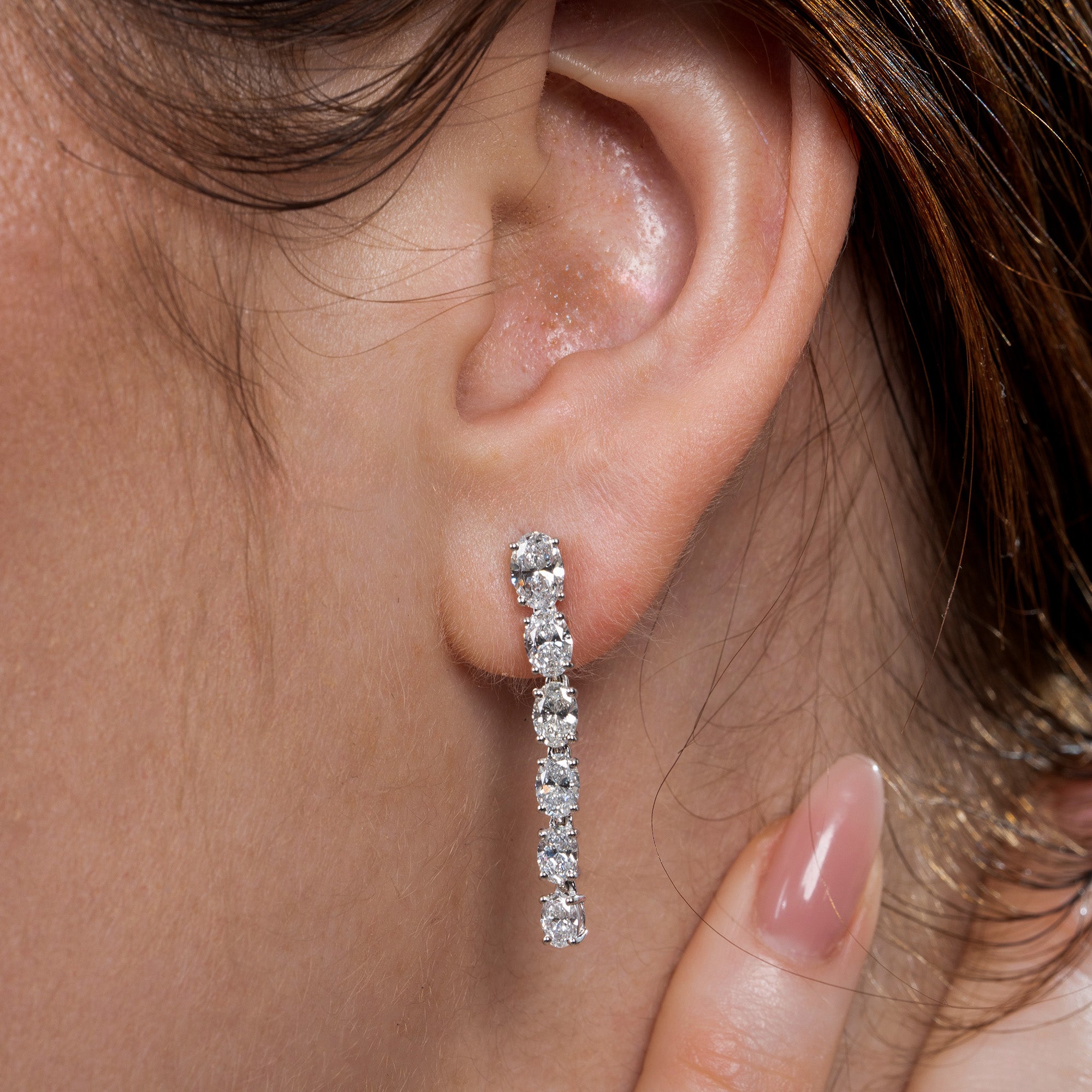 Glimmering 6 Stone Oval Dangle Earrings