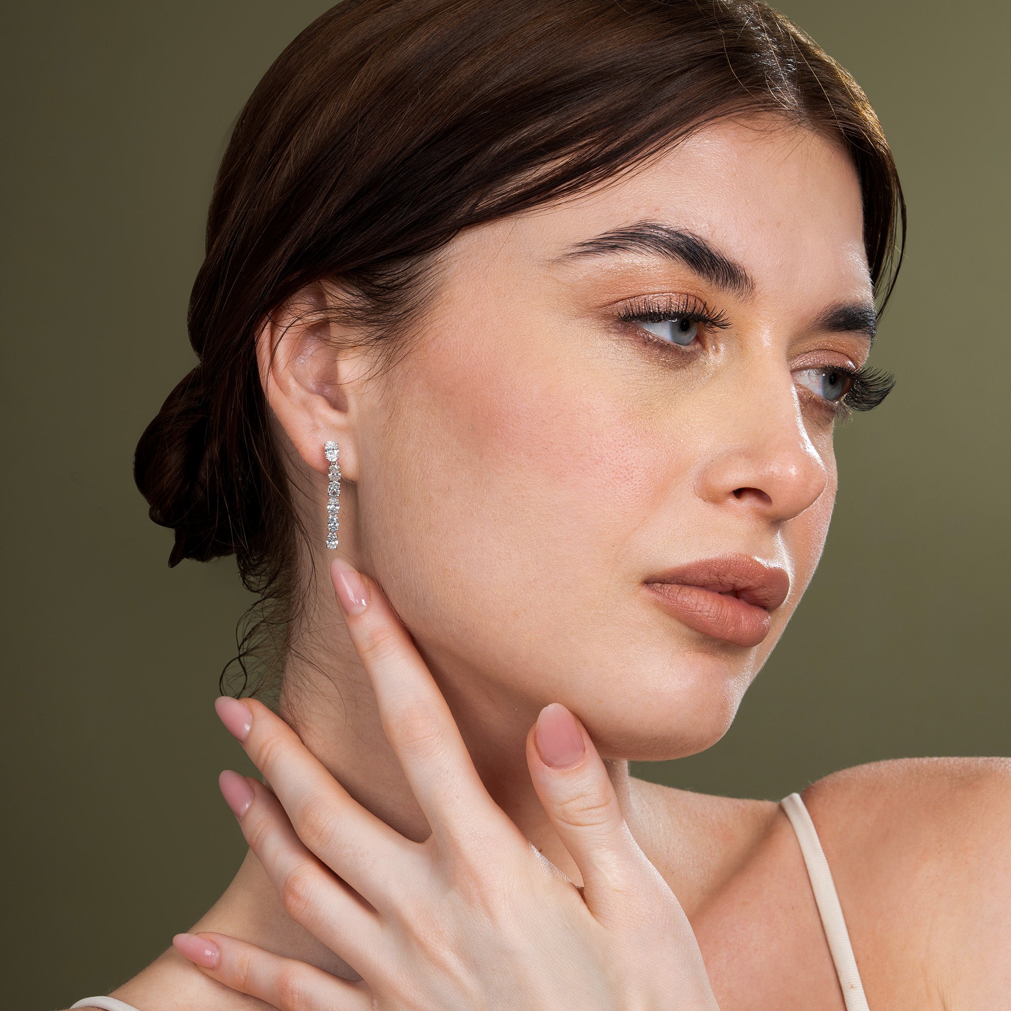 Glimmering 6 Stone Oval Dangle Earrings