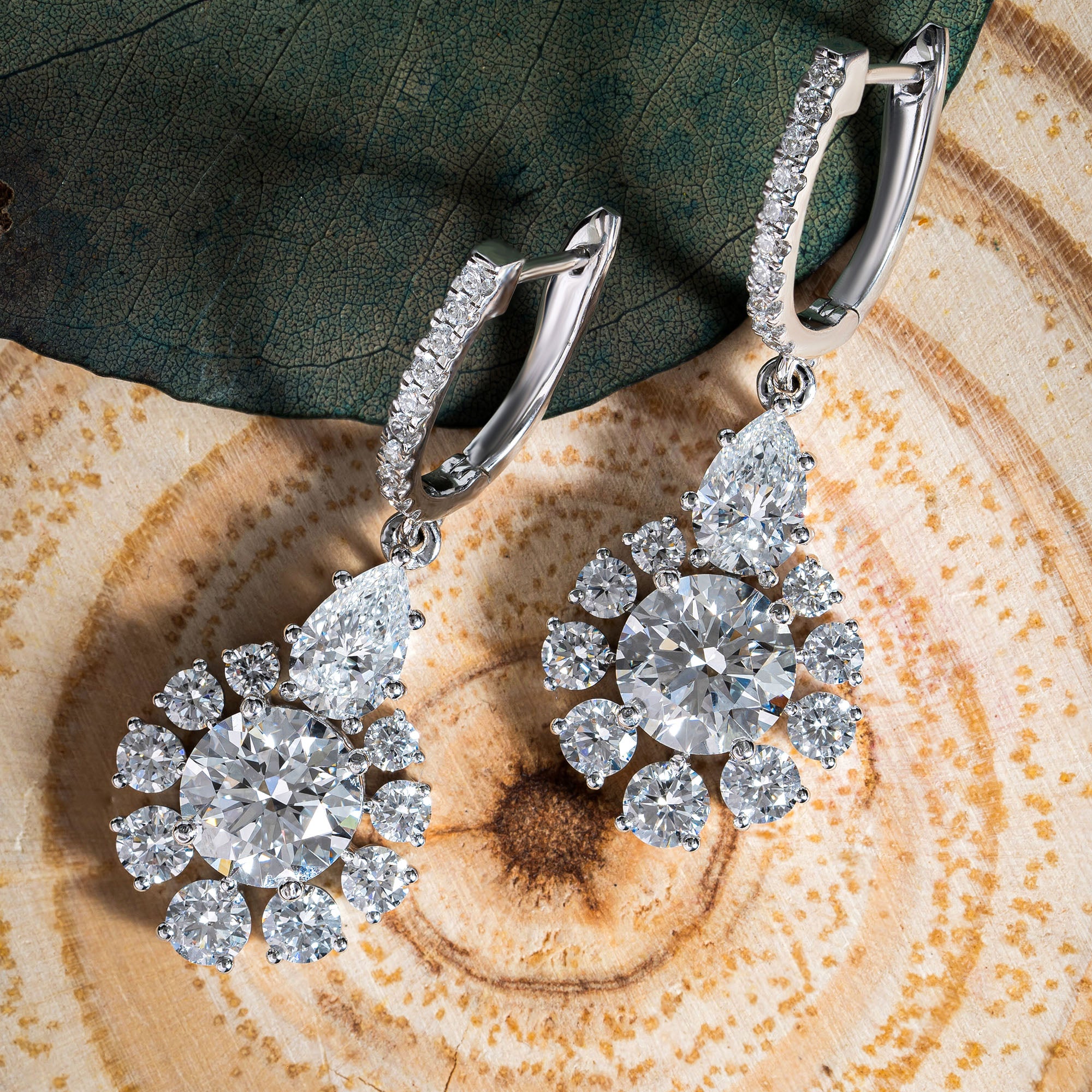 Ethereal Round and Pear Drop Earrings