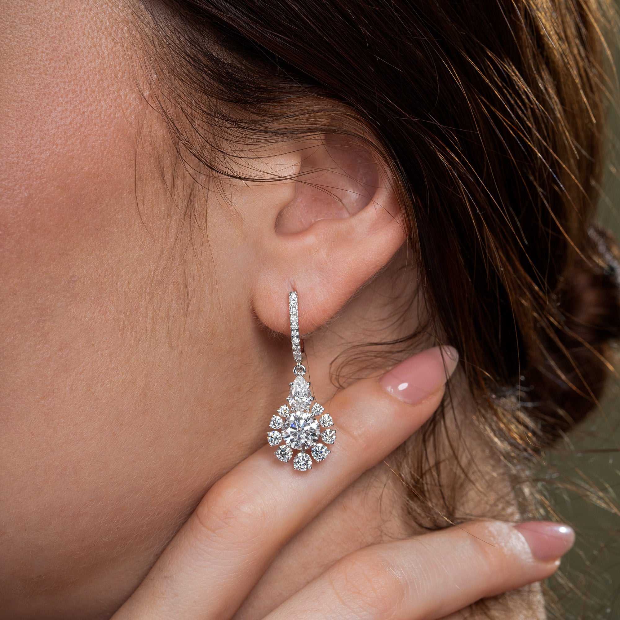 Ethereal Round and Pear Drop Earrings