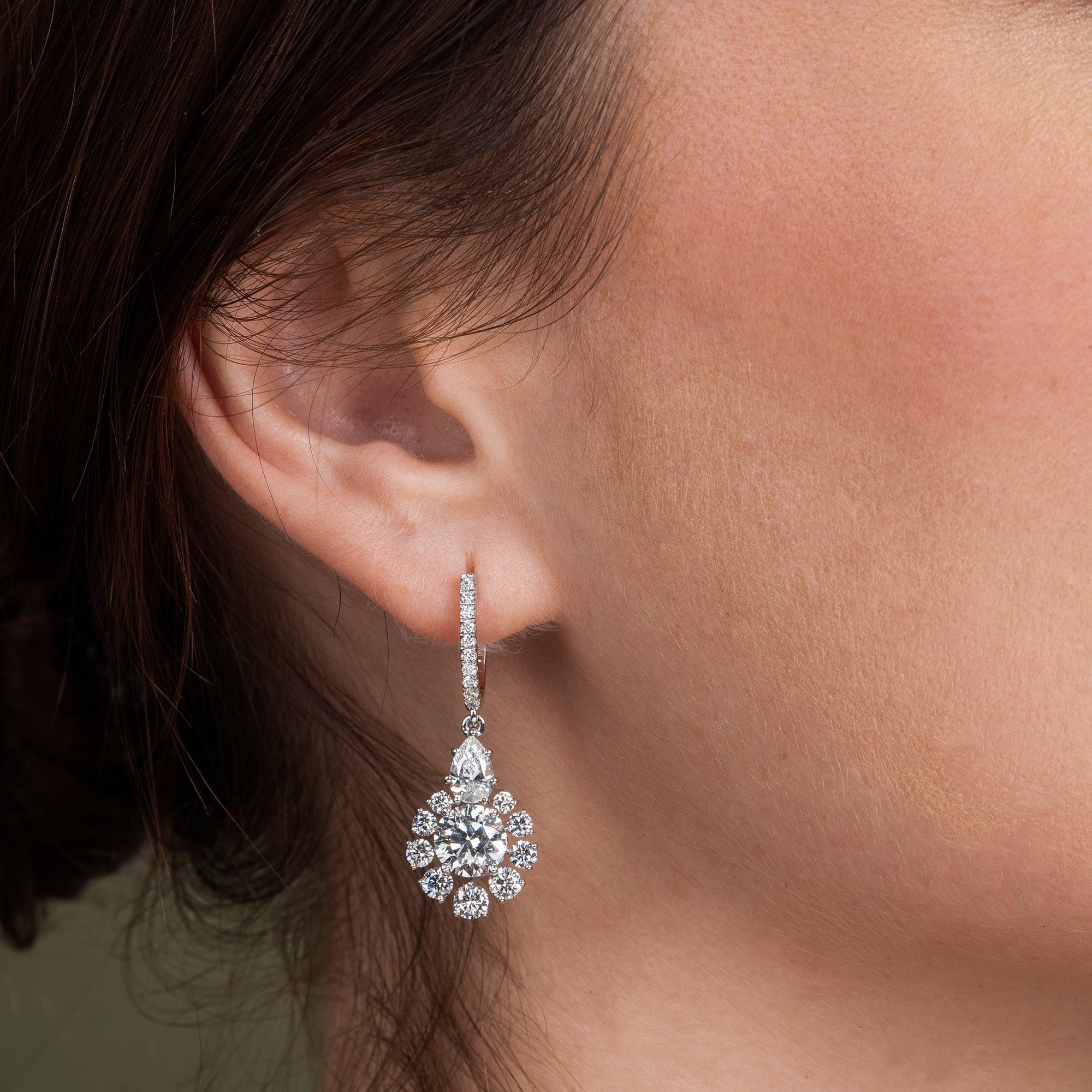 Ethereal Round and Pear Drop Earrings
