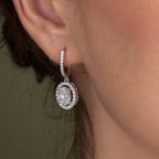 Dazzling Halo Oval Drop Earrings