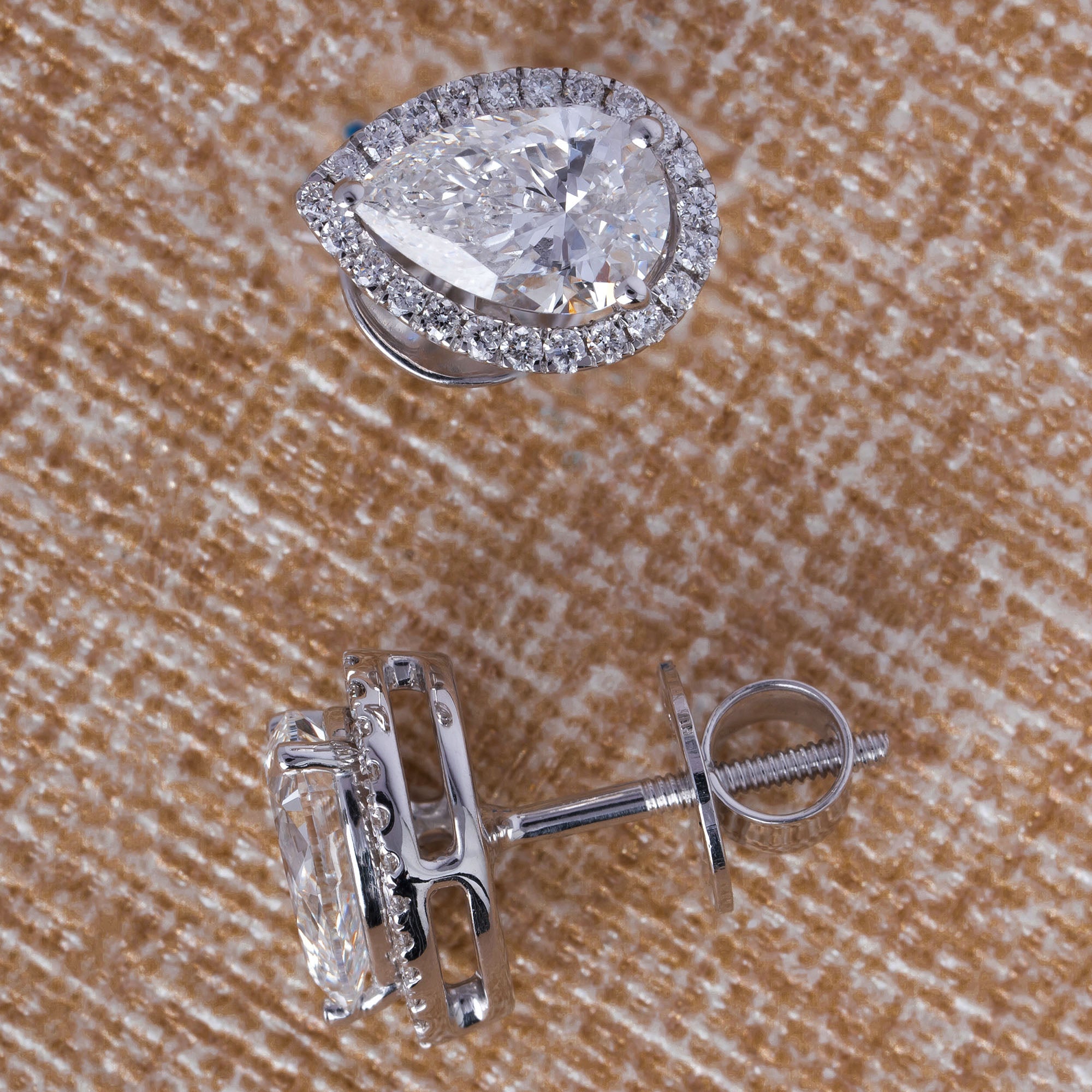 Infinite Pear Halo Diamond Earrings