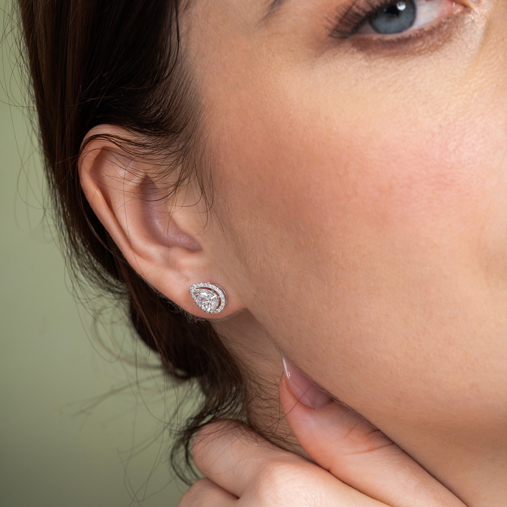 Infinite Pear Halo Diamond Earrings